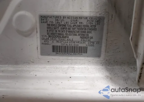 2016 Nissan Versa Note S (Sr)/S Plus/Sl/Sr/Sv z USA, uszkodzony, nr VIN 3N1CE2CP2GL354914